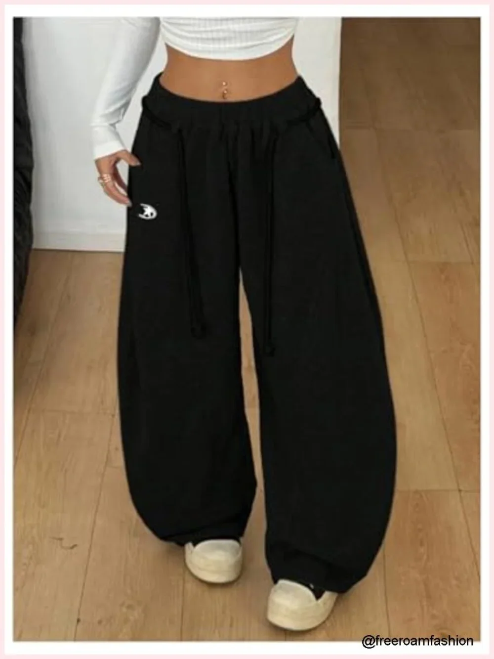 Wide Leg Barrel Sweatpants Athletic Baggy with Pockets